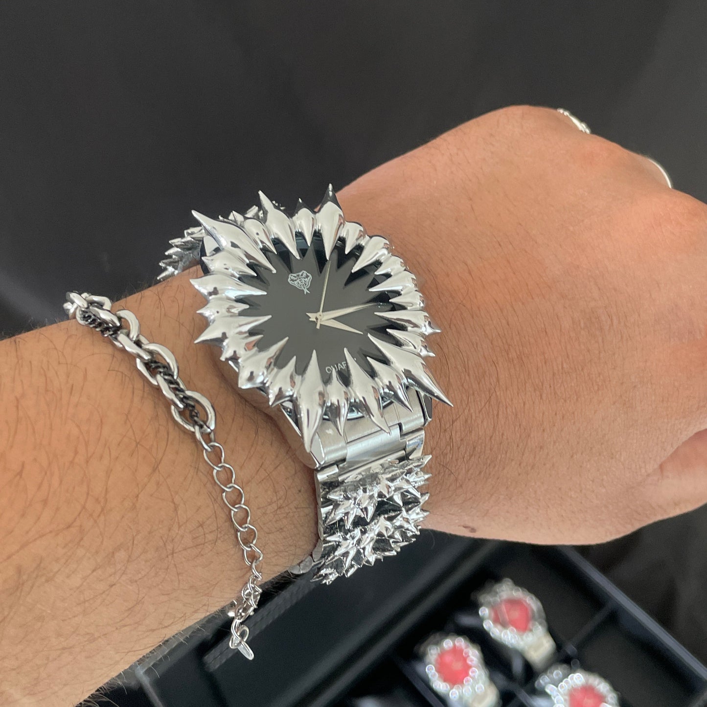 Onyx Spiked Watch