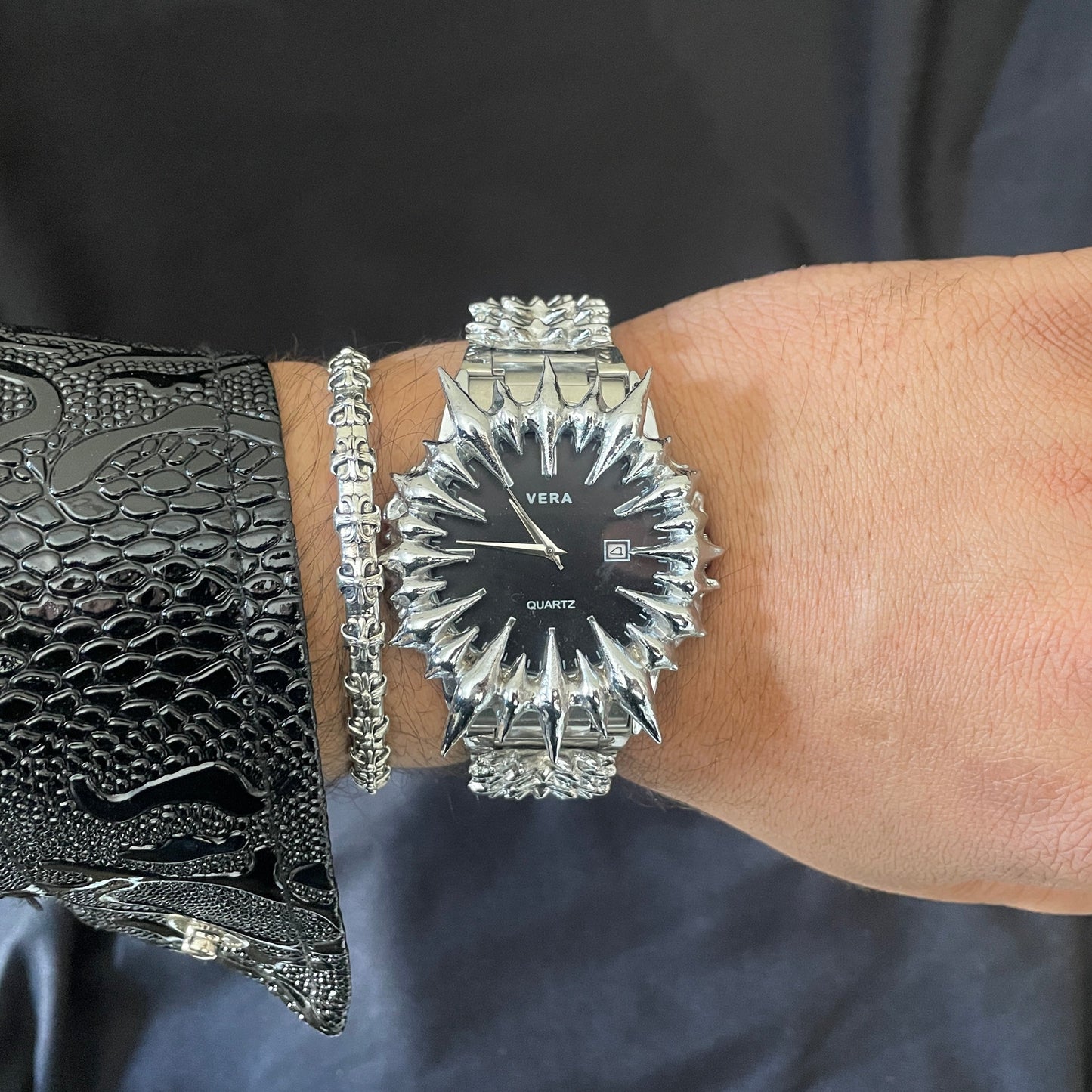 Onyx Spiked Watch
