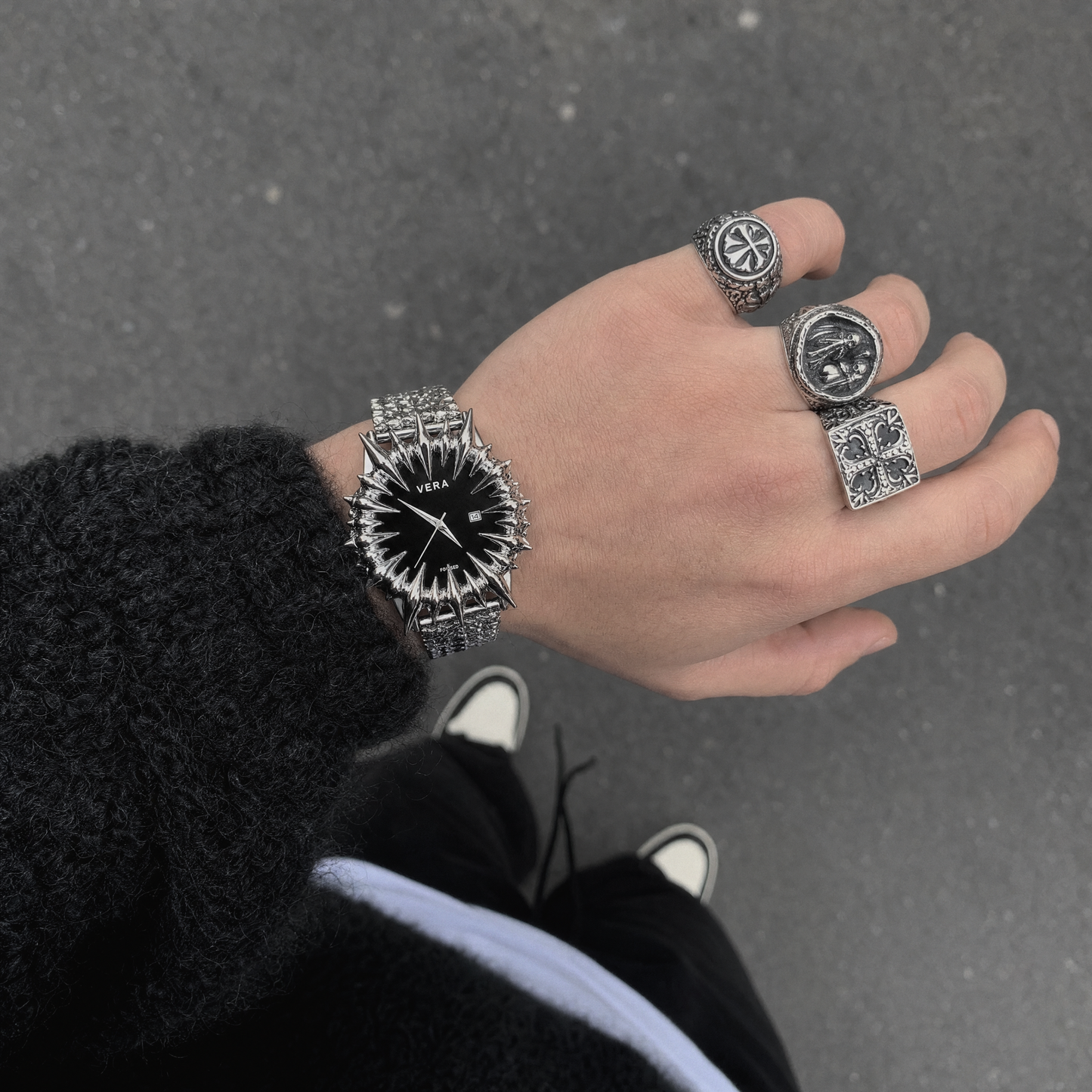 Onyx Spiked Watch